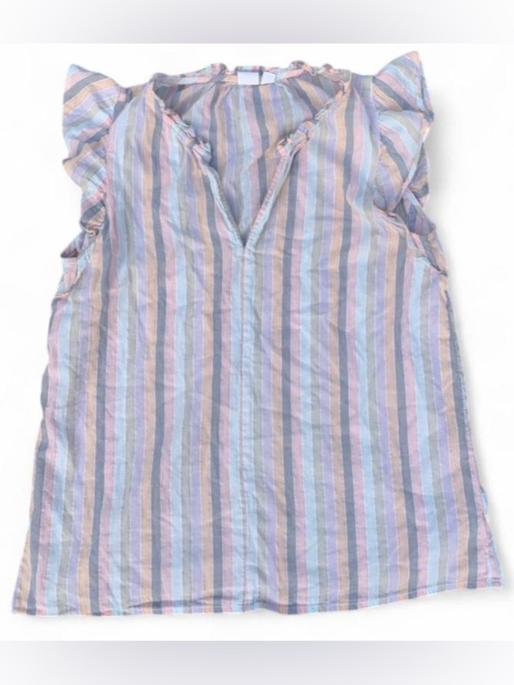 Pastelcore Preppy Soft Girl  Striped Top with Ruffle Sleeves